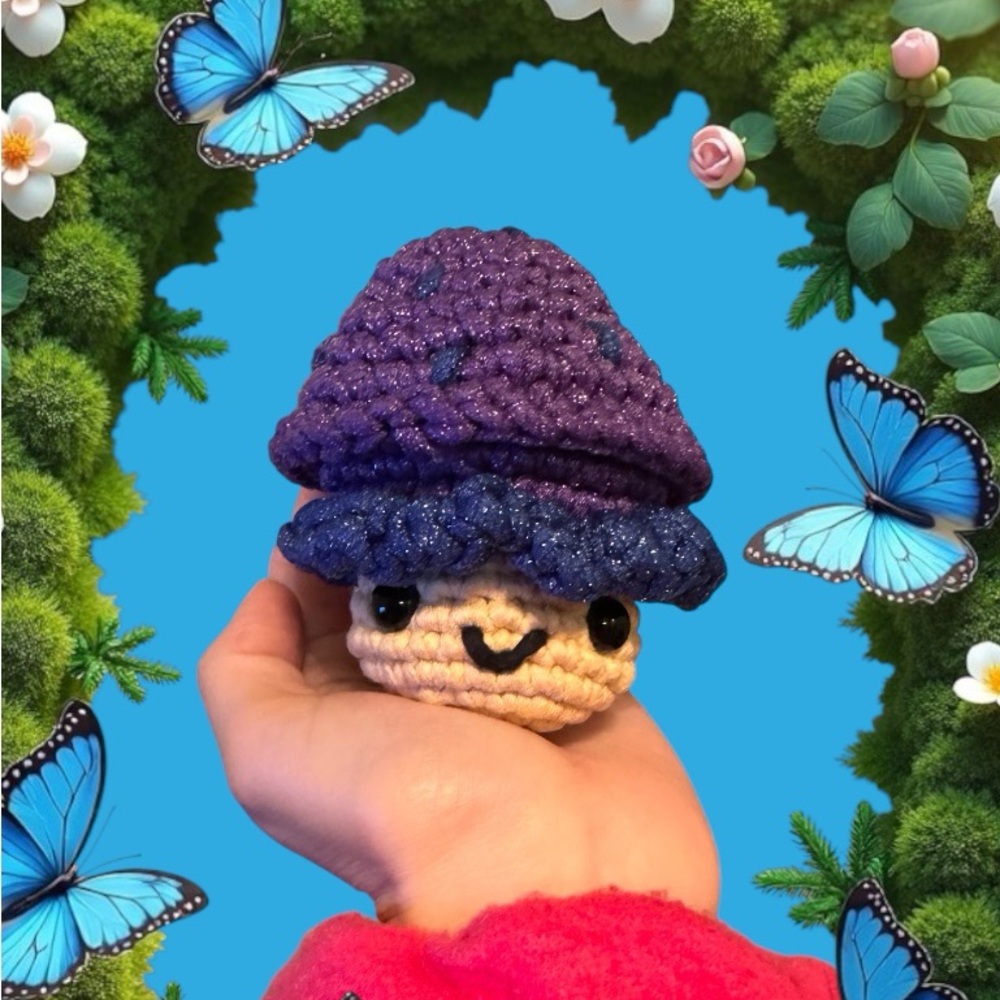 Sparkly Handmade Crocheted Mushroom Plushie